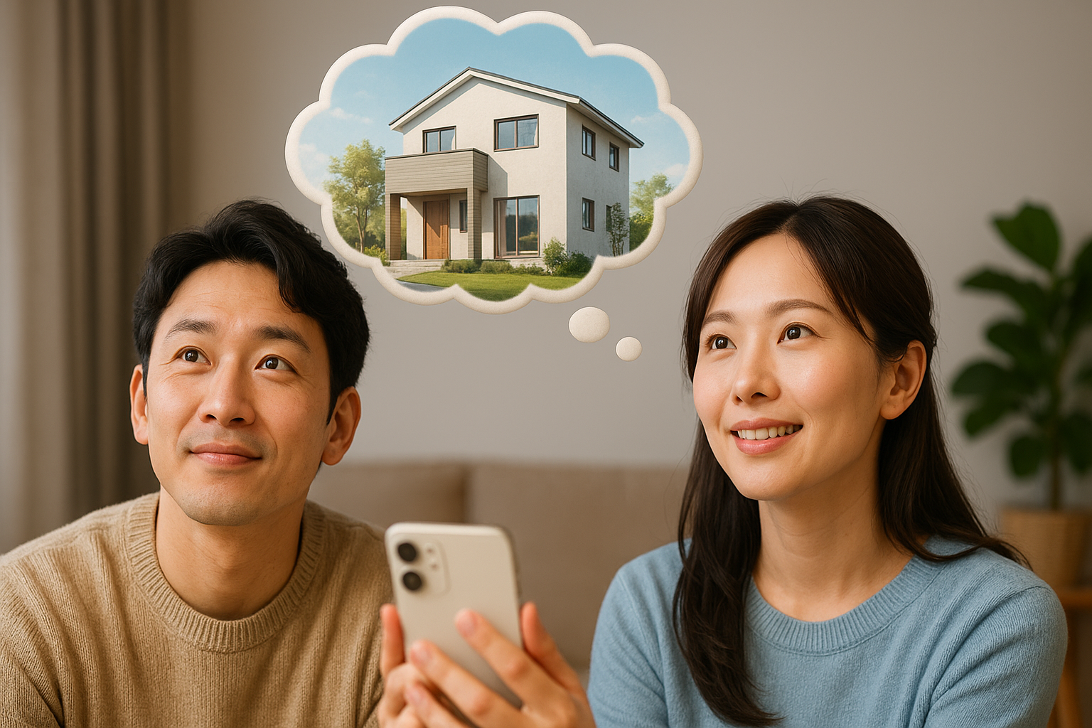 夢のマイホームを思い描く夫婦